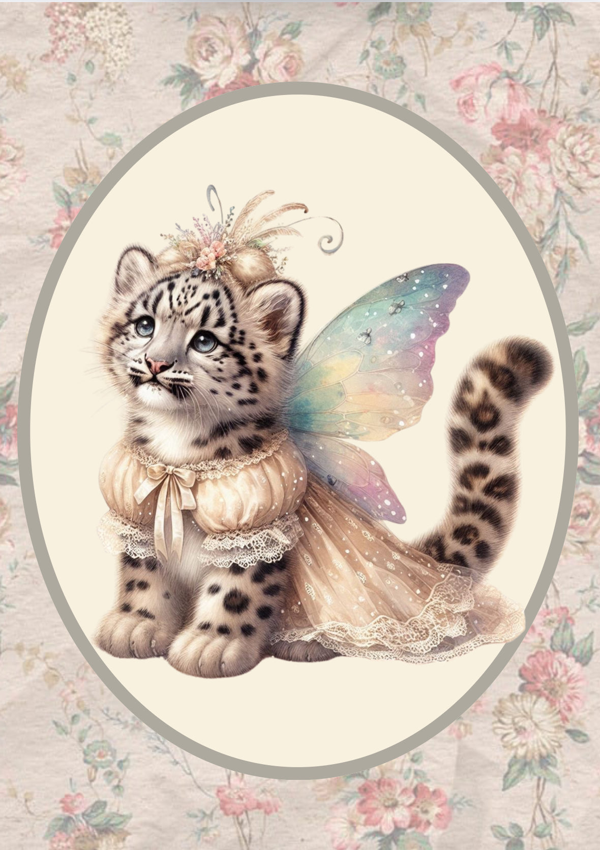 Vintage Floral Wallpaper Animal Wall Art