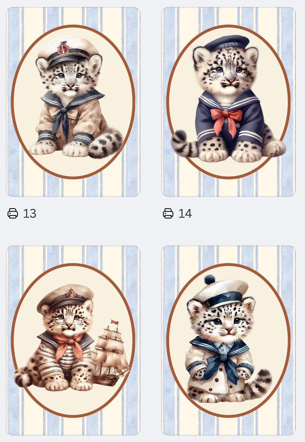 Vintage Wide Stripe Animal Wall Art