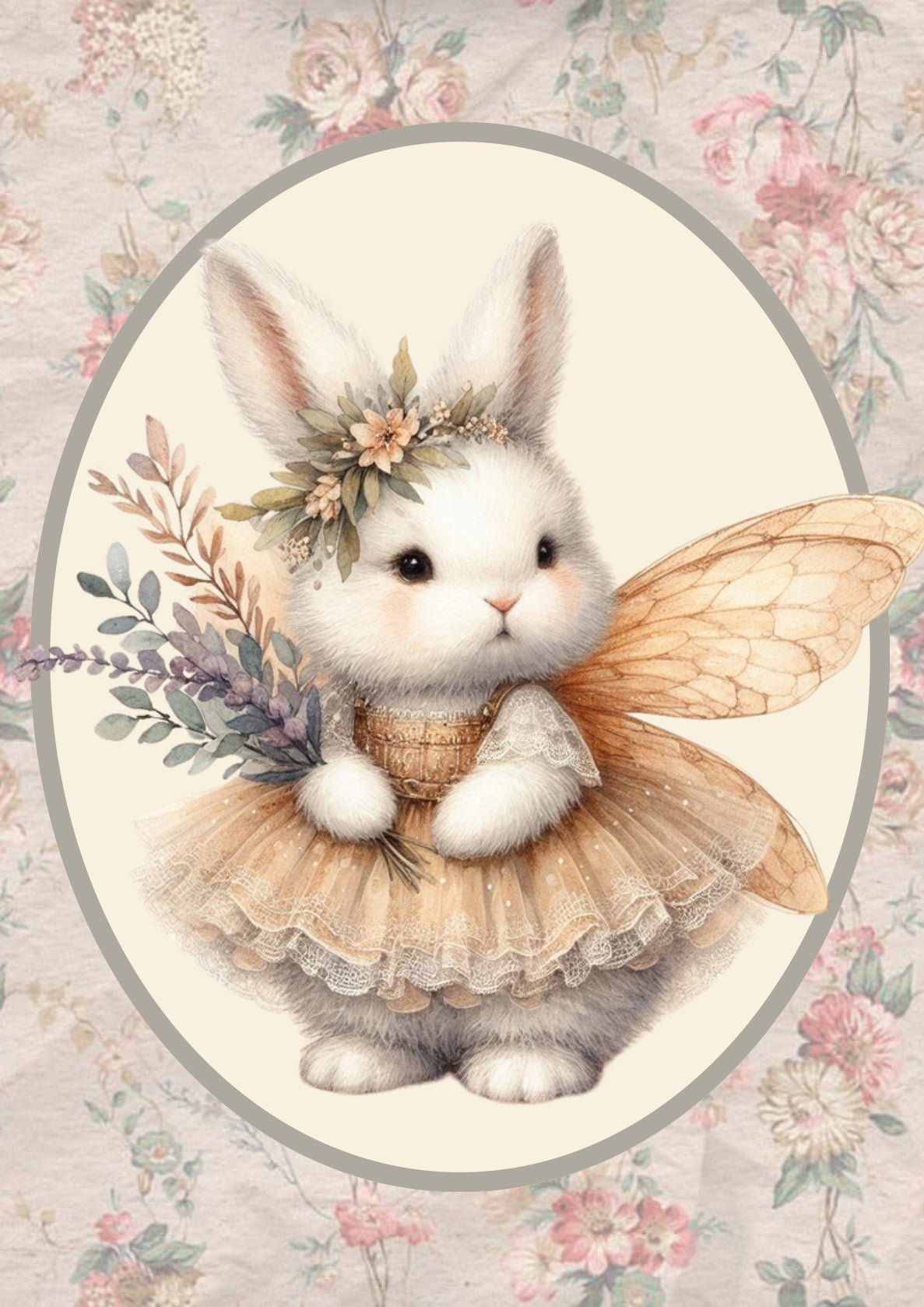 Vintage Floral Wallpaper Animal Wall Art