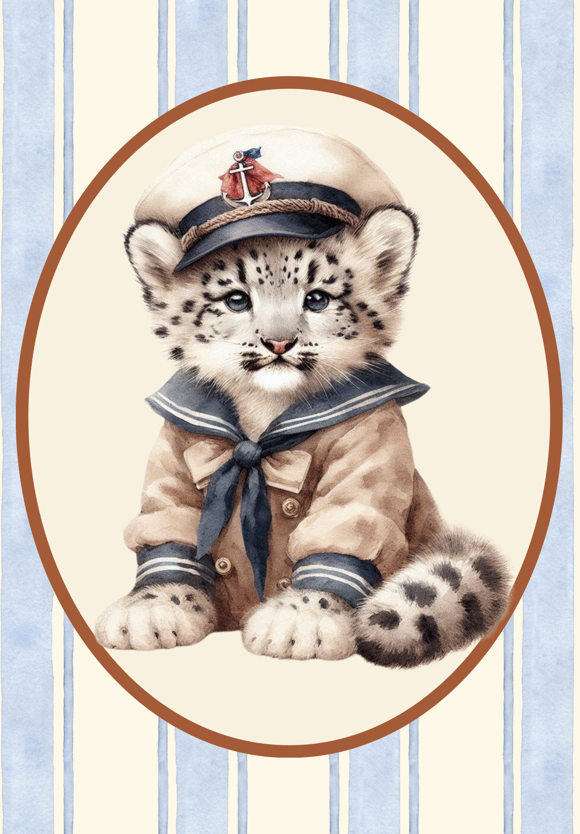 Vintage Wide Stripe Animal Wall Art