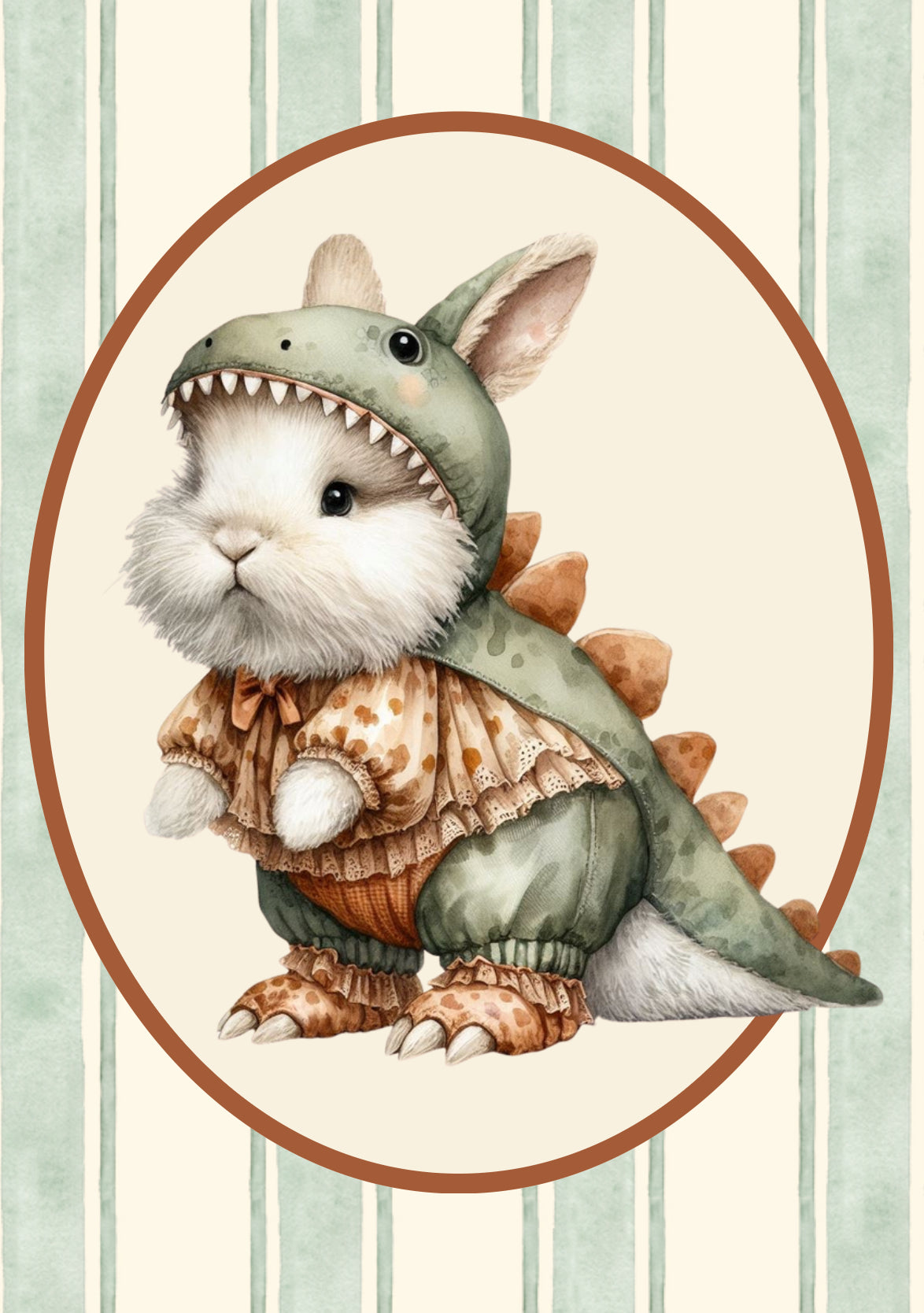 Vintage Wide Stripe Animal Wall Art