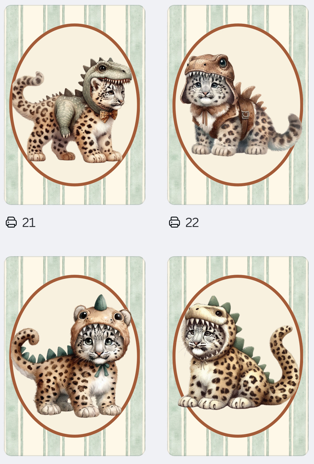 Vintage Wide Stripe Animal Wall Art