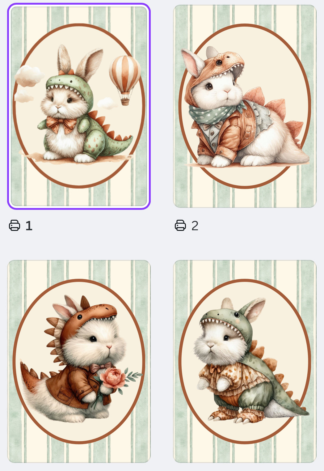Vintage Wide Stripe Animal Wall Art