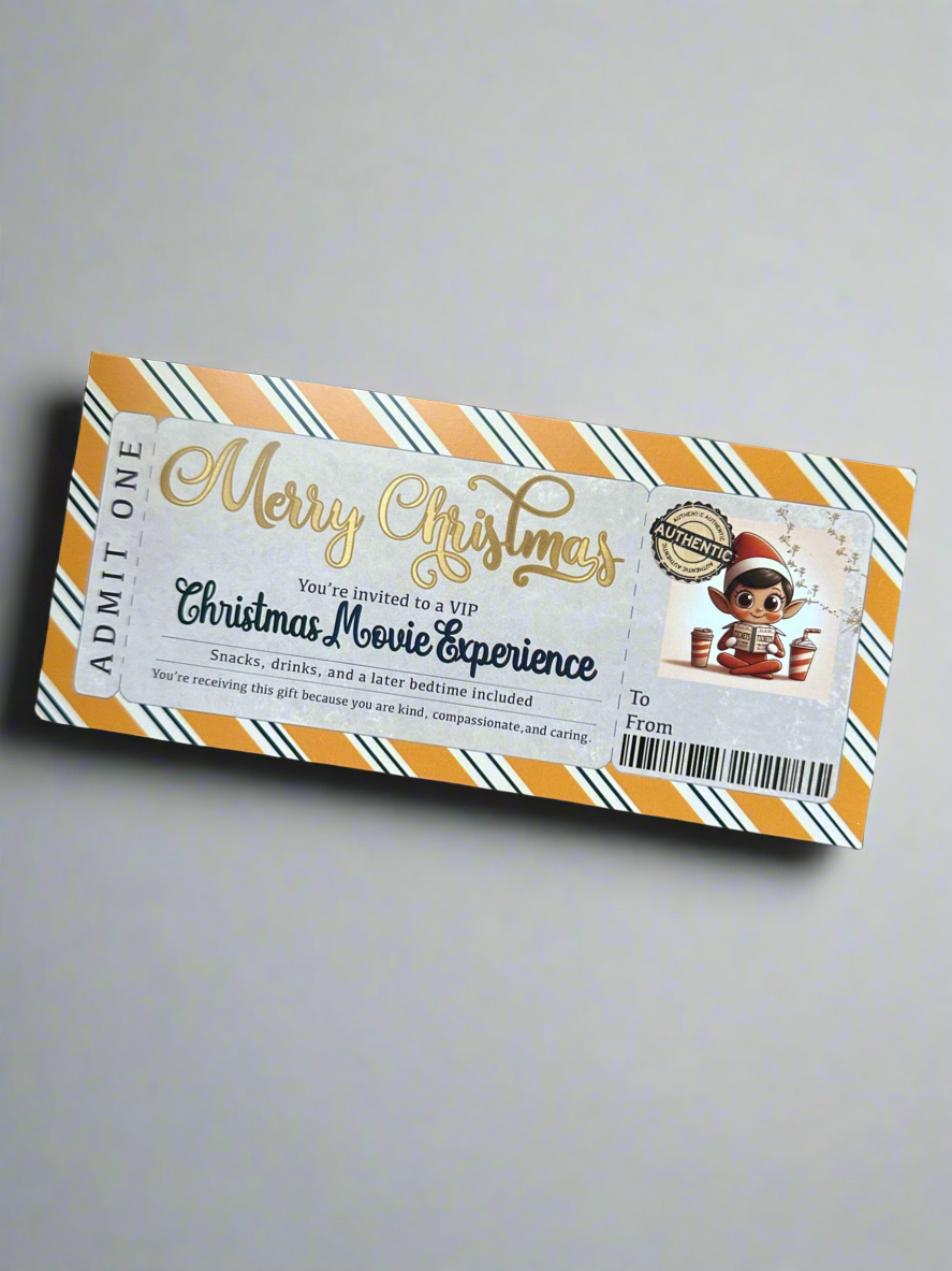 🎄🎬 Retro Elf Movie Night Ticket ✨🧝